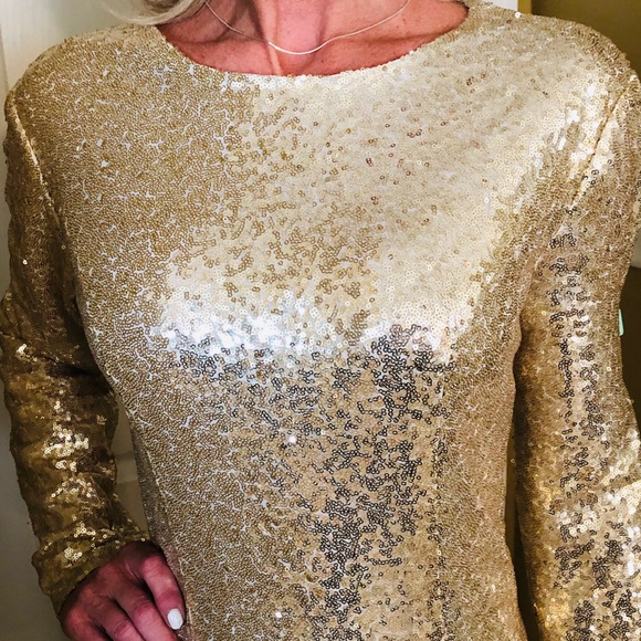 Honey qiao Floor length gold sequin dress - Picture 7 of 8